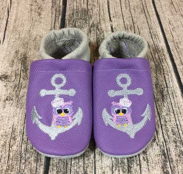 Preview: Lederpuschen Eule auf Anker