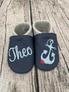 Preview: Lederpuschen Anker mit Stern