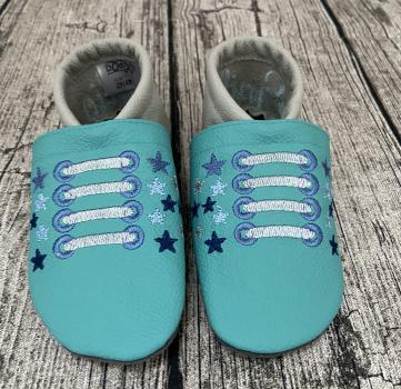 Preview: Lederpuschen Sneaker mit Sternen