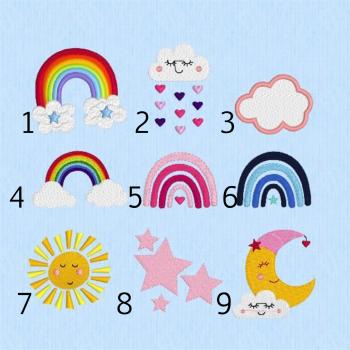 Stickdatei Regenbogen / Wolken / Sterne